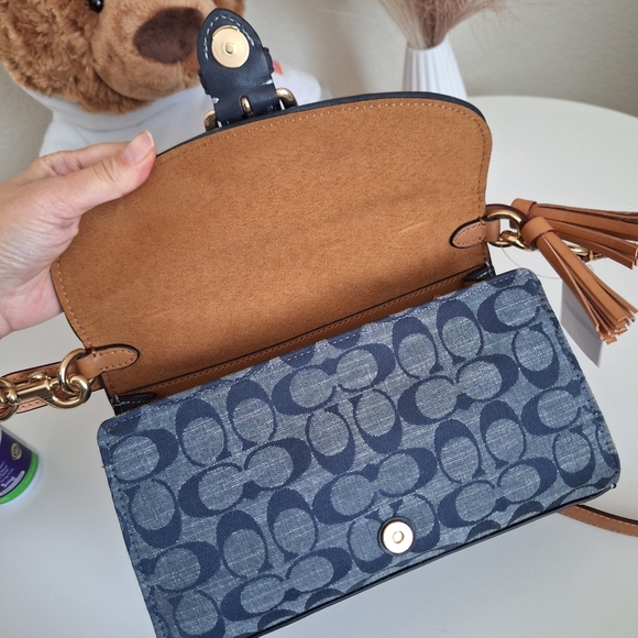 NWT COACH KLEO Signature Chambray Top Handle Bag Denim Multi C8513 $398 - Picture 7 of 11